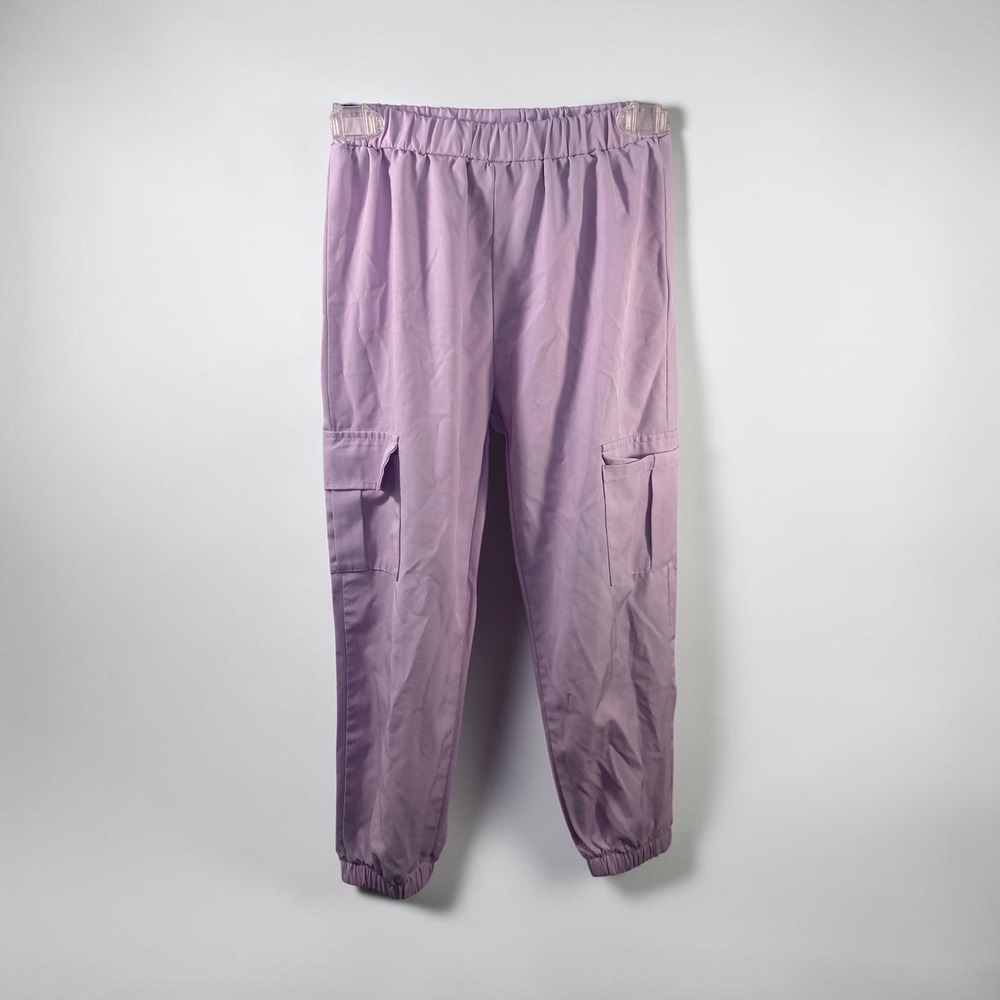 SHEIN Girls Lavender Purple Cargo Jogger Pants Size 5Y Elastic Waist Utility